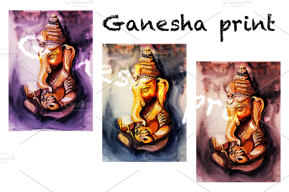 Yoga print Ganesha watercolor, an Illustration by lilisavelieva (Photo 3 of 3)