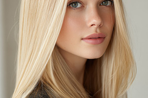 Elegant portrait of a woman with long blonde hair, a Person Photo by AlyaAnd