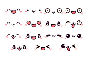 Cartoon Kawaii Face Set Illustration, an Object Illustration by ArtVarStudio (Thumbnail 2 of 3)