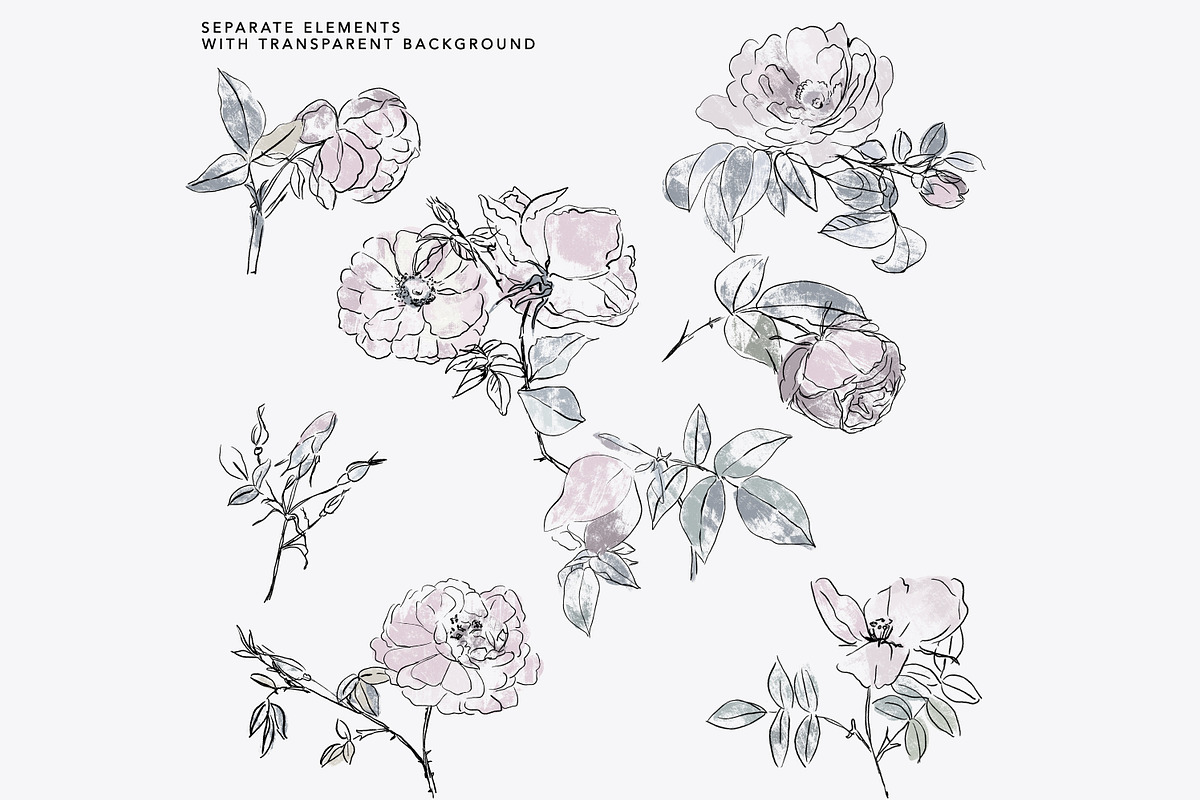 Hand-Drawn Abstract Rose Clipart, a Texture Illustration by Patishop Art (Photo 9 of 9)