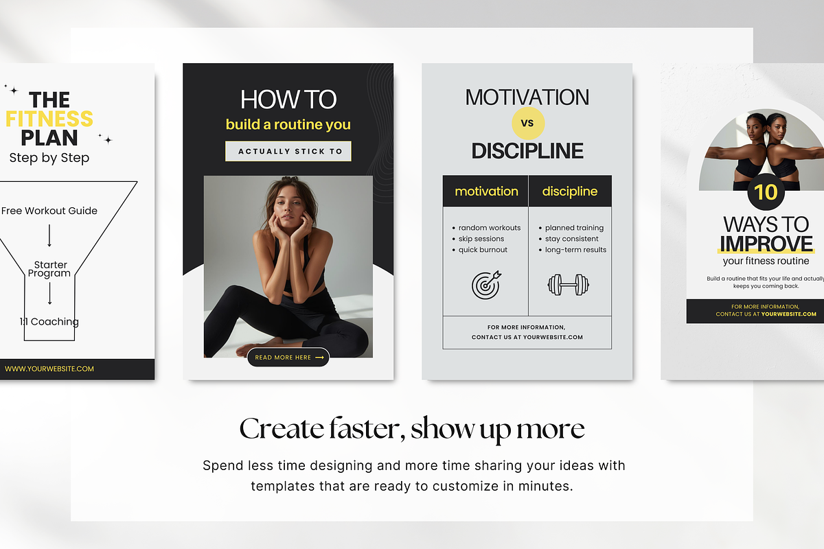 Fitness Pinterest Pin Templates, a Social Media Template by DigiPax (Photo 5 of 11)