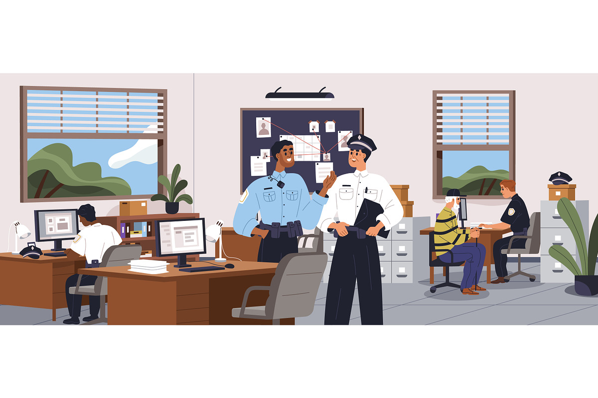 Police station and officers set, a Work Illustration by Good Studio (Photo 3 of 7)