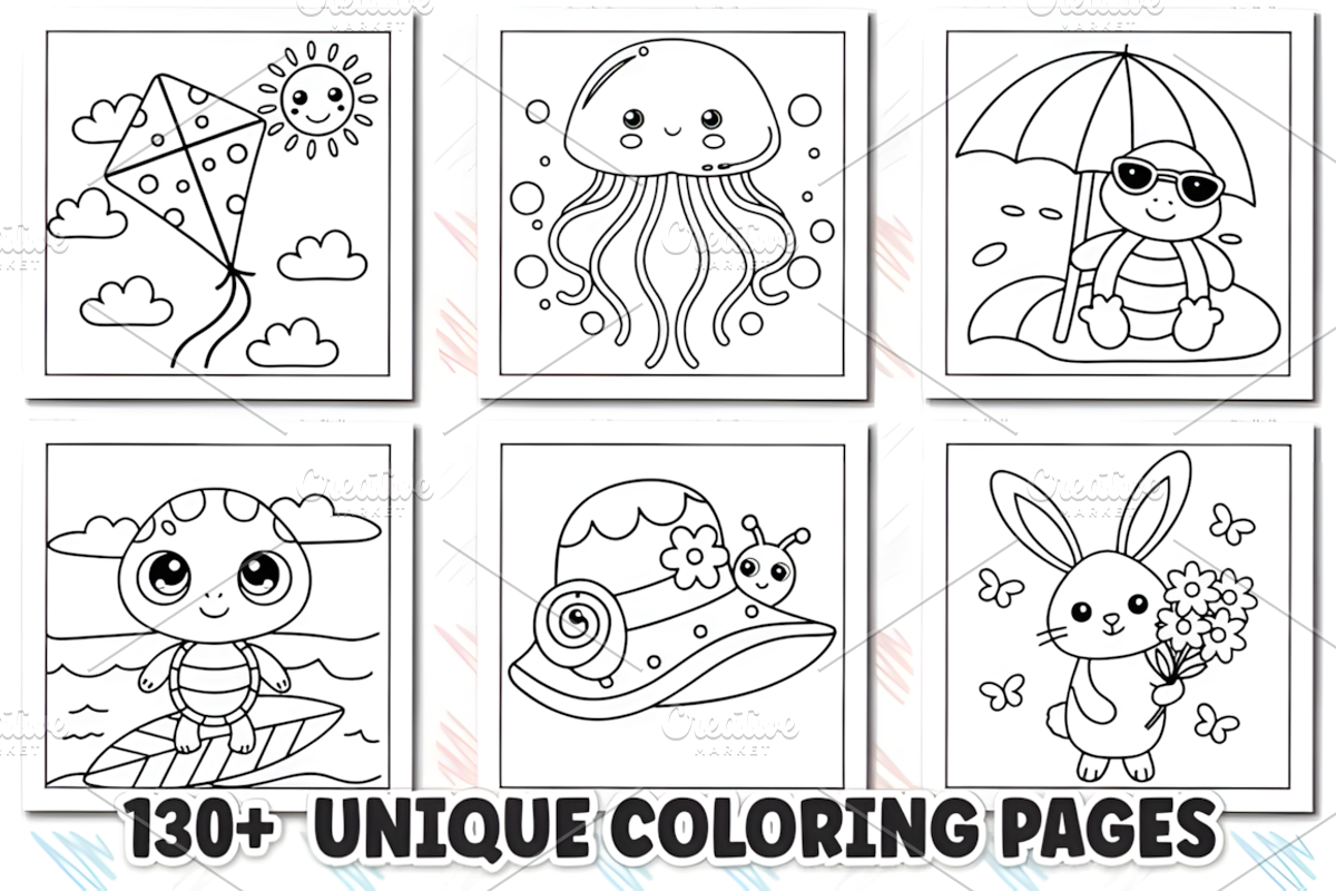 Easy Summer Coloring Book for Kids, a Seasonal Illustration by Ink Gallery