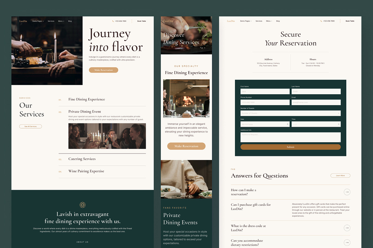 LuxDin - Restaurant Website Framer, a Websites & App Template by peterdraw (Photo 6 of 7)