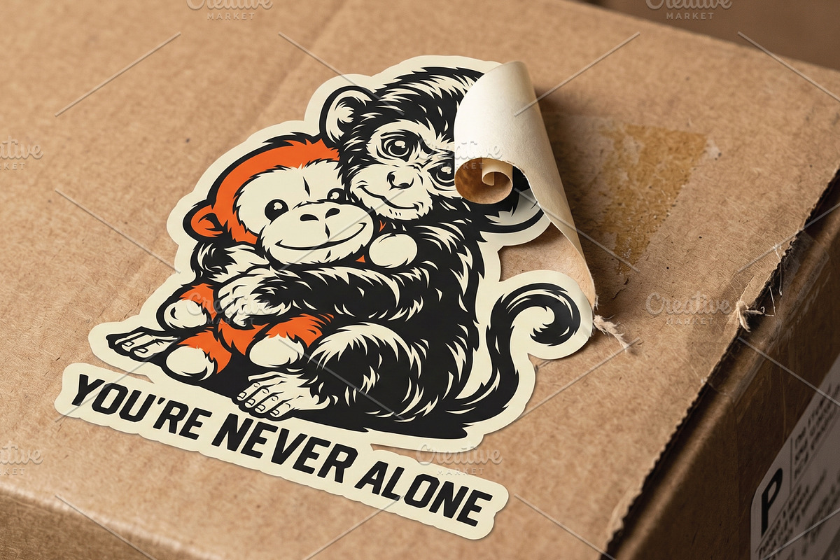 Vector Cute Monkey Sticker Set, an Animal Illustration by daver2002ua (Photo 4 of 4)