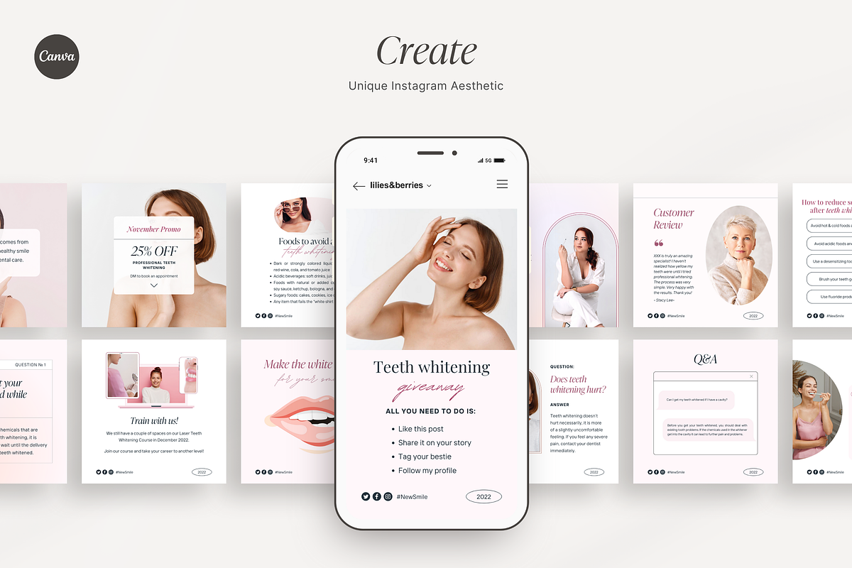 Canva Teeth Whitening templates, a Social Media Template by LiliesandBerries (Photo 12 of 22)