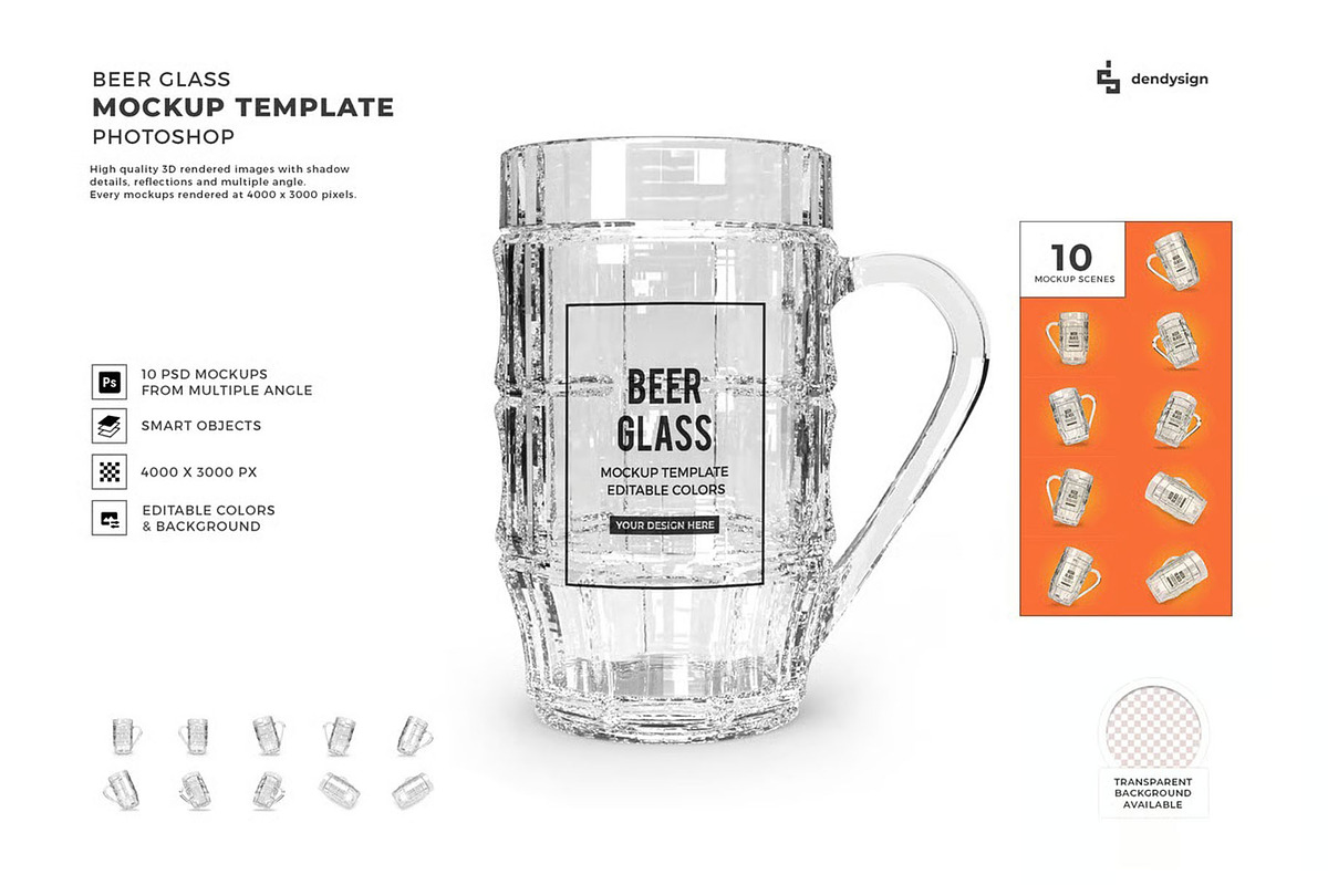 Beer Glass Mockup Template Set, a Household Mockup by DesignRushMarket (Photo 1 of 10)