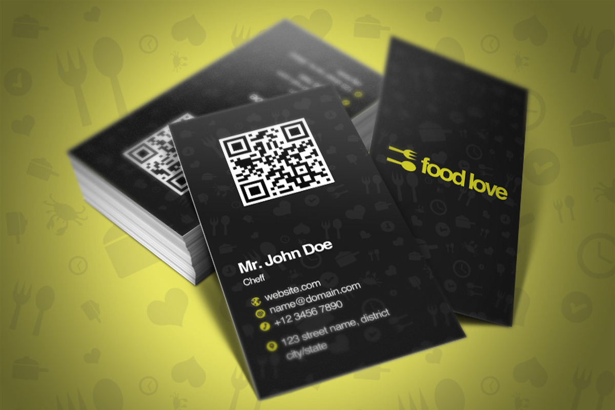 Food Love Business Cards, a Business Card Template by Rafael Oliveira (Photo 1 of 5)