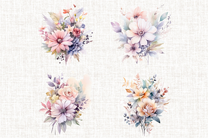 Pastel Wildflowers Bouquet PNG