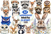 Animals Face Clipart, an Illustration by DreamCafeArt (Thumbnail 1 of 5)