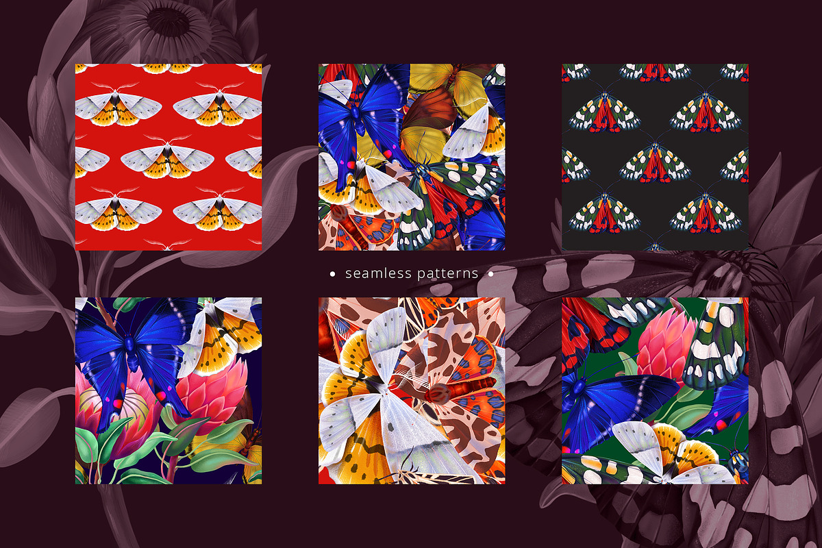 Dark bloom set. Chic & Trendy!, a Pattern Graphic by OlgaSoi007