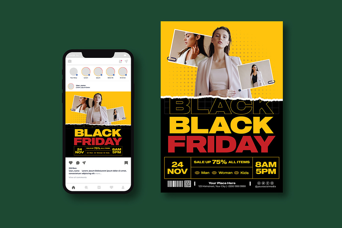 Black Friday Sale Flyer, a Flyer Template by iDoodle Studio