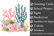Watercolor Tropical Reef Clipart PNG, a Seasonal Illustration by Canvas Craft (Thumbnail 3 of 7)