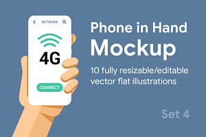 Phone in Hand Mockup Set 4