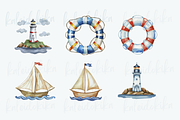Seafaring Serenity Nautical Elements, a Decorative Illustration by Kaleidokika (Thumbnail 4 of 6)
