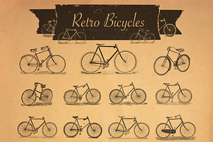 37 Retro Bicycles Raster And Vector