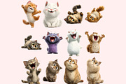 Funny Cat Clipart PNG Bundle, a Graphic by M9 Design (Thumbnail 6 of 9)