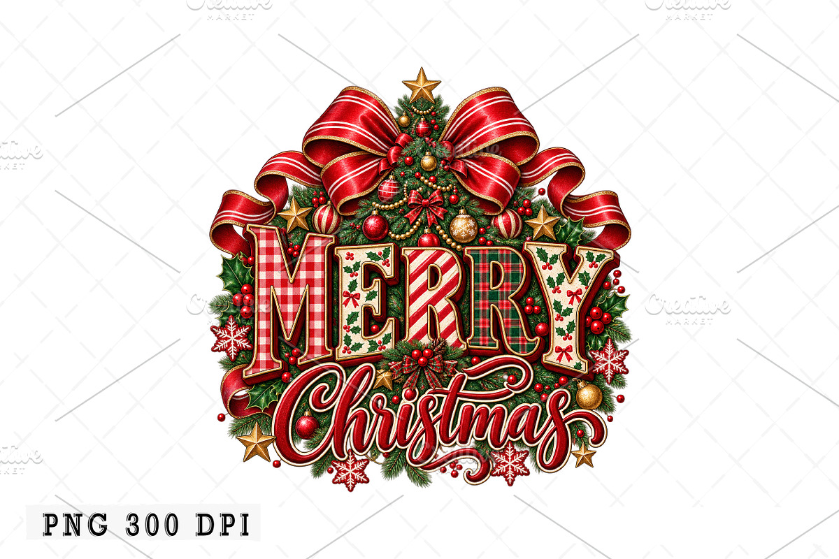 Merry Christmas Png, a Seasonal Illustration by Watercolor design (Photo 1 of 3)