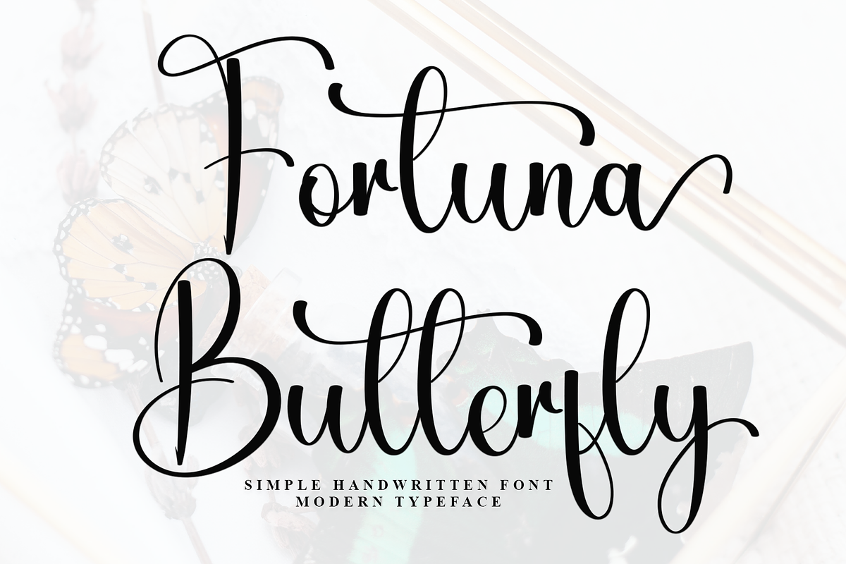 Fortuna Butterfly, a Handwritten Font by FreshTypeINK (Photo 1 of 8)