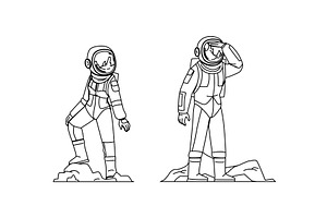 cosmonaut space exploration, a Person Illustration by pikepicture