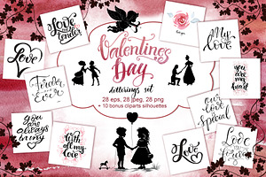 Valentine S Day Lettering Set