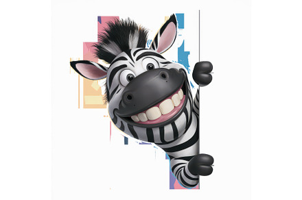 Happy Cartoon Zebra Smiling Behind a, an Illustration by tilialucida