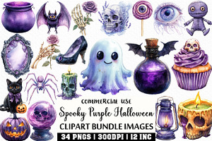 Spooky Purple Halloween Clipart, an Illustration by Craft Nest