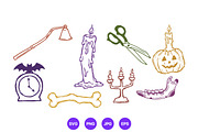 Halloween Hand Drawn Folk Art Set, a Seasonal Illustration by designvectx (Thumbnail 7 of 10)