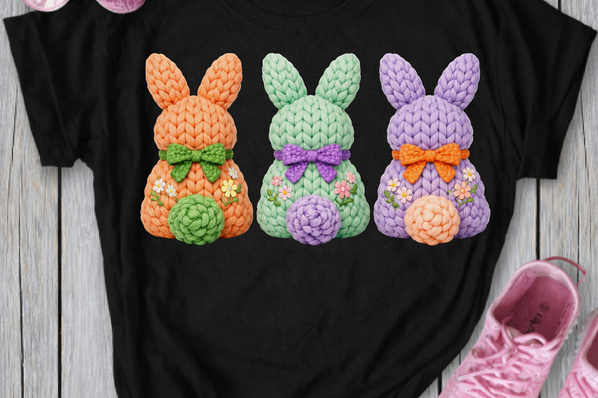 Faux Yarn Easter Bunnies png, an Illustration by Watercolor design (Photo 5 of 6)