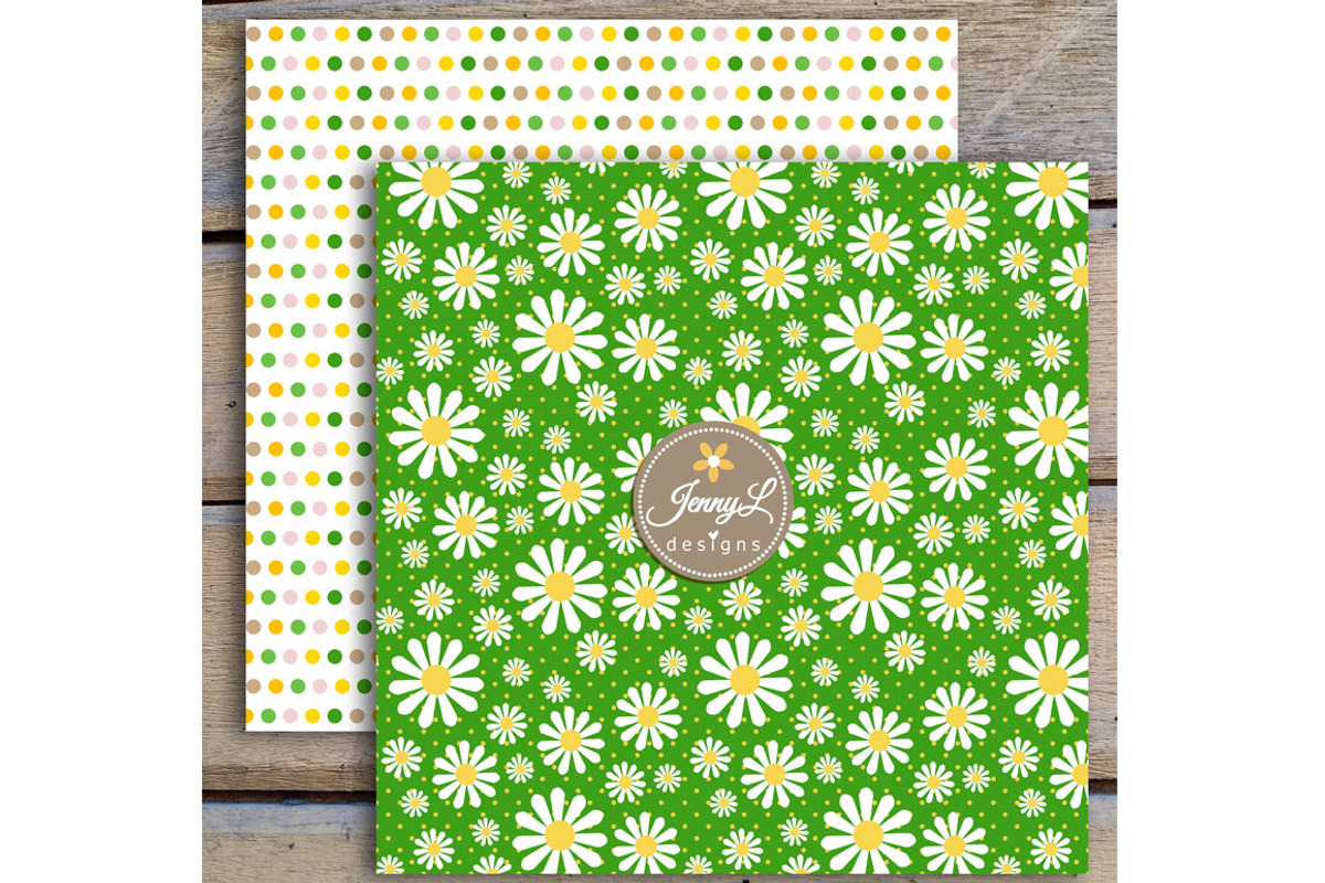 Daisy Flower Digital Paper Clipart, a Pattern Graphic by JennyL Designs (Photo 6 of 8)