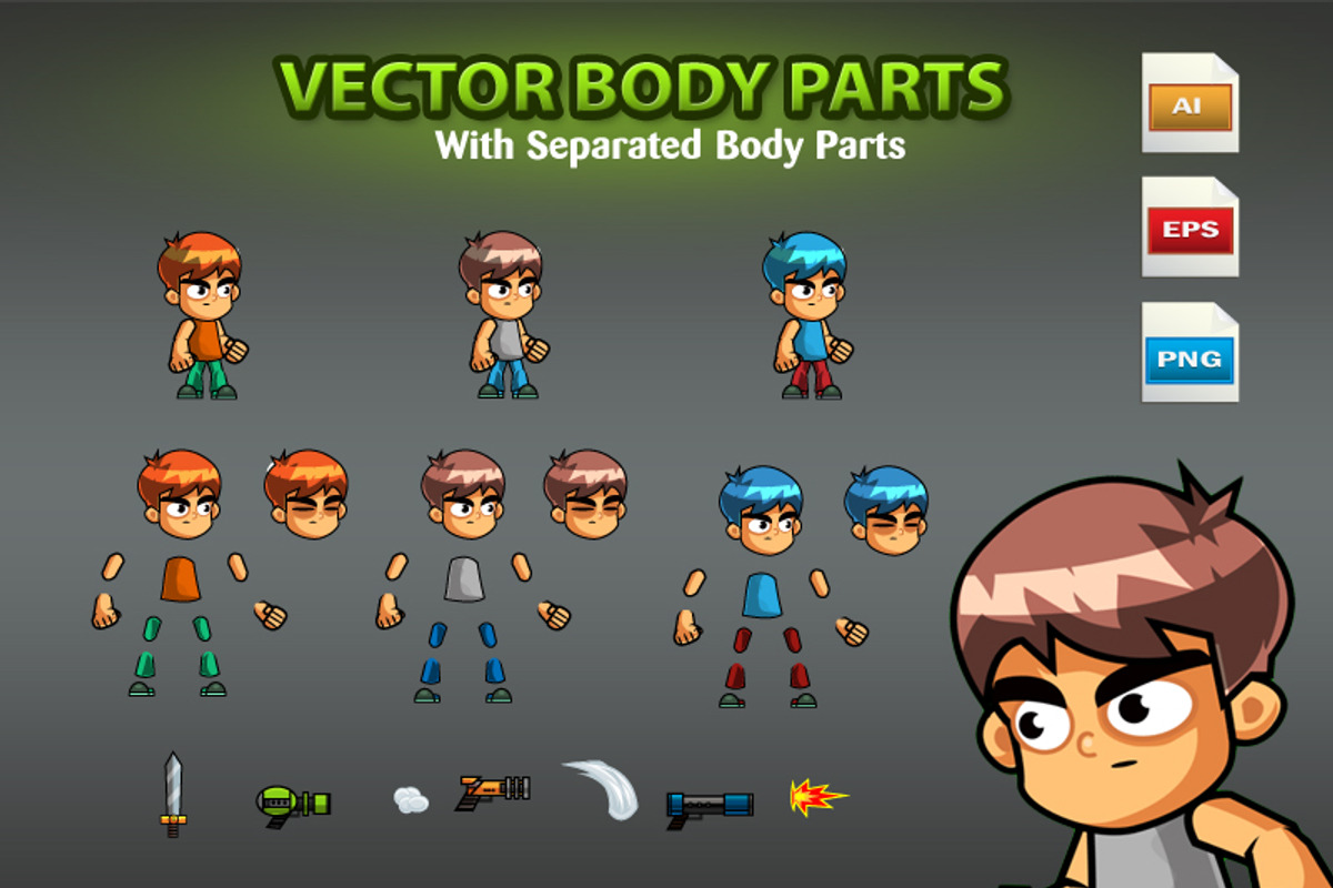 Boy Warrriors Character Sprites 01, an Illustration by CreativeGameArt (Photo 2 of 4)