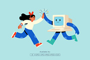 Human and Computer Collaboration, a Technology Illustration by Partikusi Design (Thumbnail 1 of 3)
