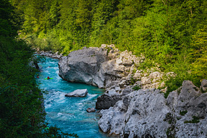 Gorge and Soca river in the forest, a Nature Photo by Alpine Dreams