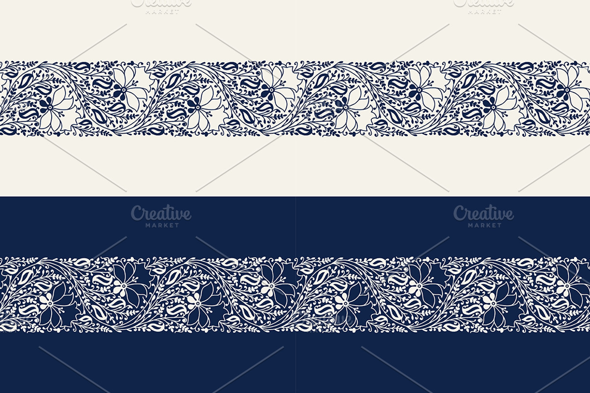 Blue Indian Block Print: Border, a Pattern Graphic by StabuLaRasa illustration (Photo 13 of 16)