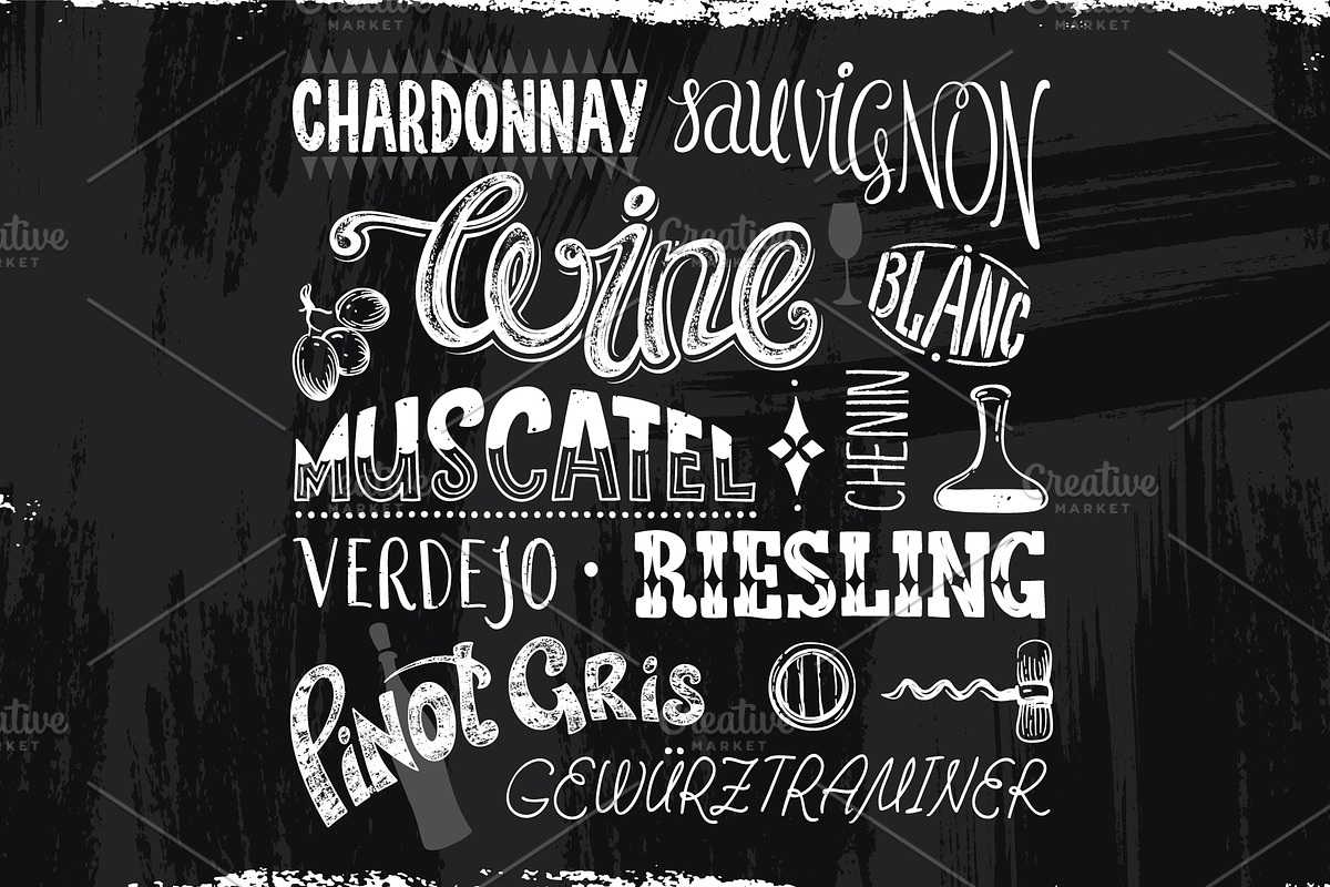 Chalk-drawn Wine Titles & Glasses, a Decorative Illustration by Adiemus (Photo 4 of 6)