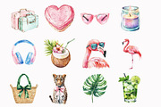 Watercolor Palm Club Clipart, an Illustration by Design Market (Thumbnail 2 of 5)