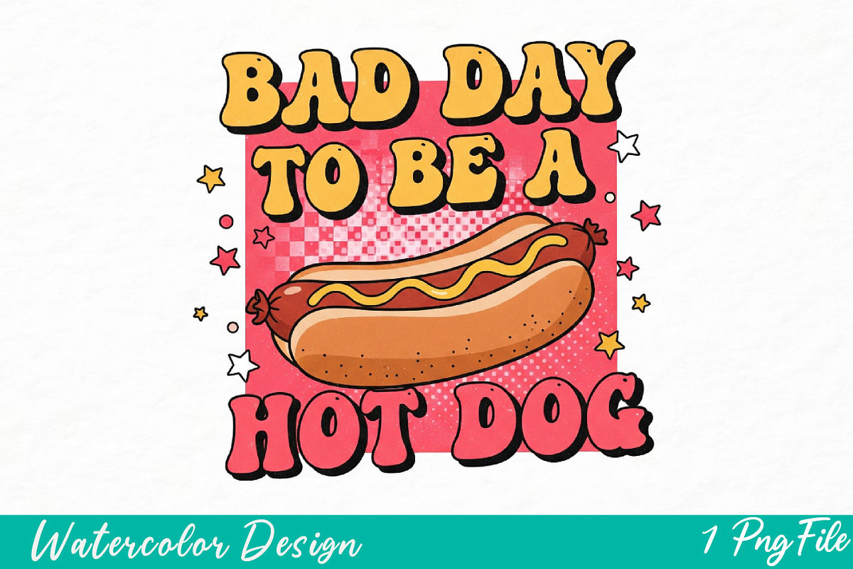 Bad Day to Be a Hot Dog T-Shirt, an Illustration by Watercolor design (Photo 1 of 3)