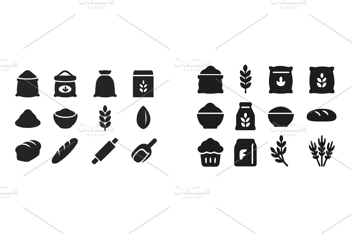 Various types of grains, flours, and, a Food Illustration by ZinetroN