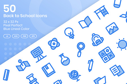 50 Back to School - Lineal Color, an Outline Icon by Kmg Design