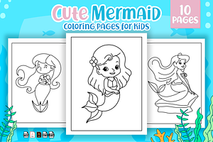 Cute Mermaid Coloring Pages For Kids