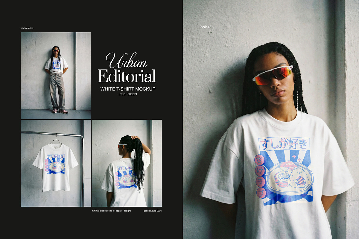 Urban Editorial T-Shirt Mockup Set, a Shirt Mockup by Goodies.Buro (Photo 1 of 6)