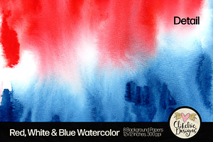 Red White Blue Watercolor Background