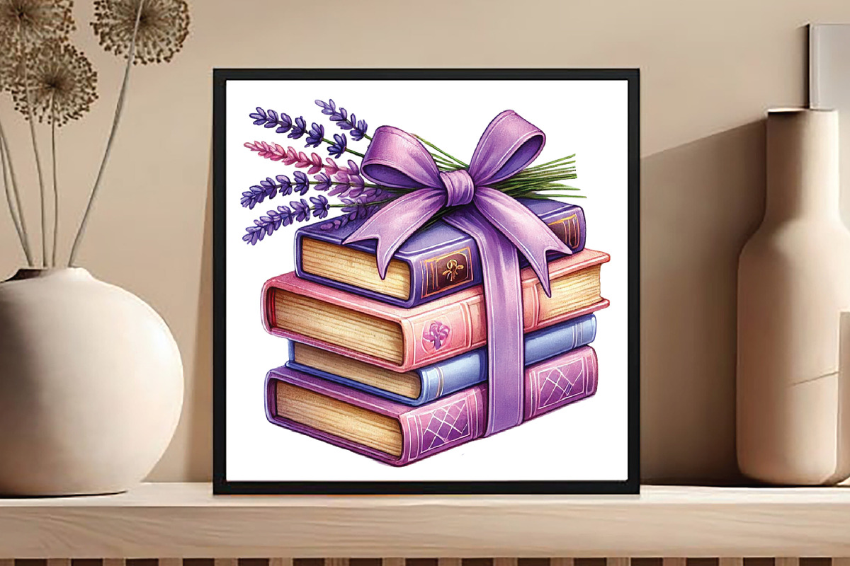 Spring Books Clipart, Purple Books P, an Illustration by DreamCafeArt (Photo 4 of 5)