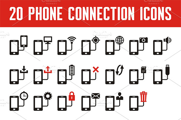 20 Phone Connection Vector Icons