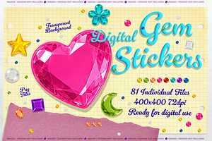 GEM STICKERS DIGITAL RHINESTONE PNGs, an Object Graphic by TheFoodAtlas