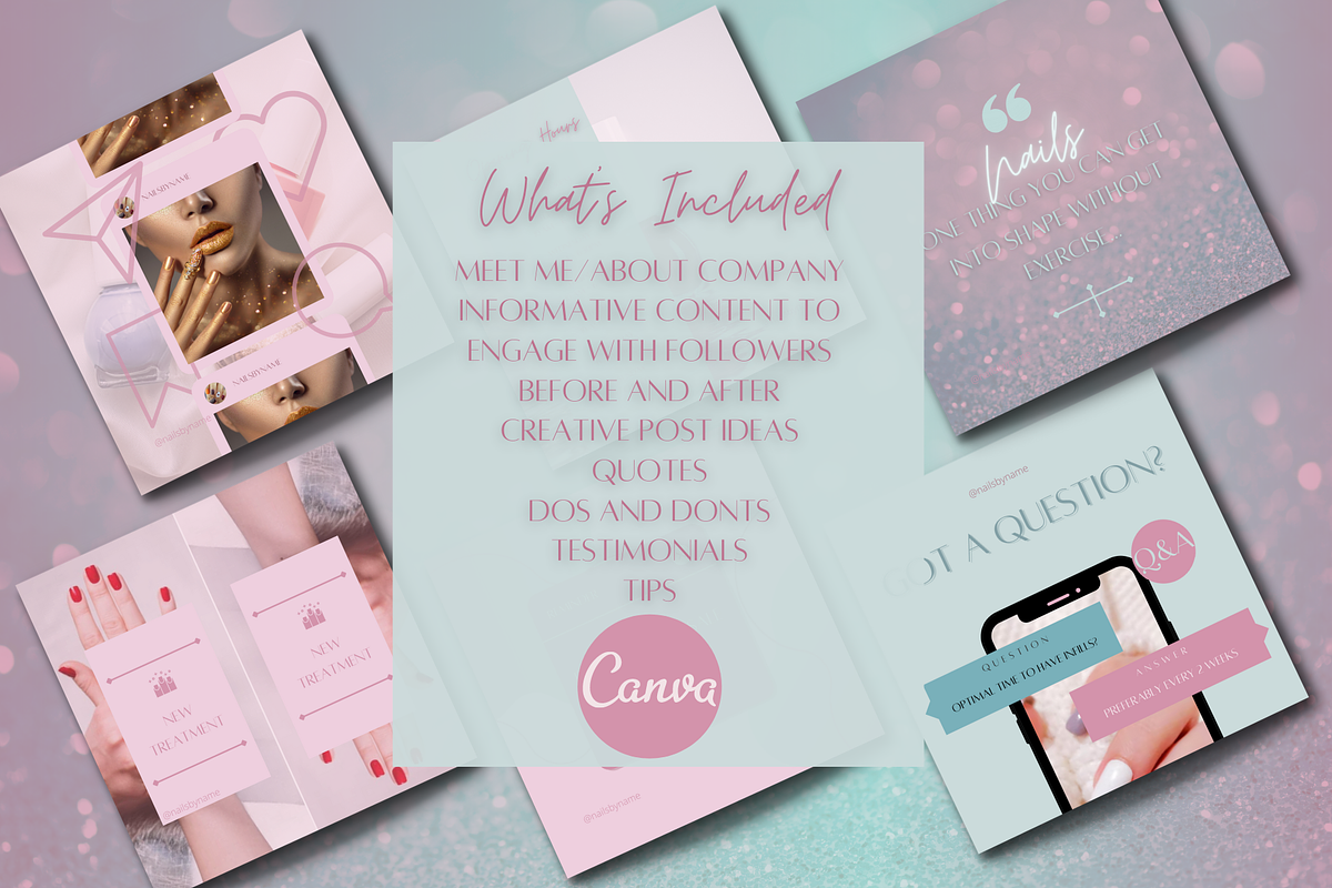 Nail Instagram Template Green & Pink, a Social Media Template by Faytemplates (Photo 7 of 10)