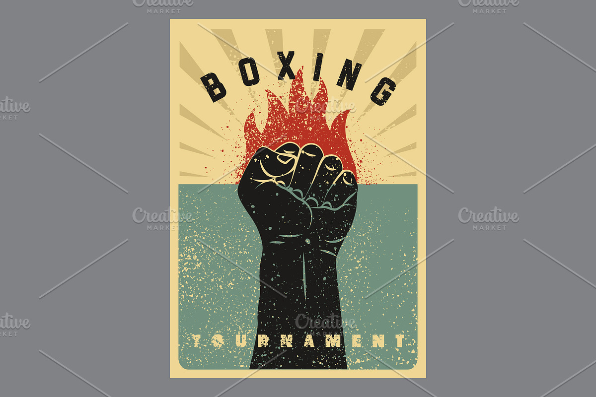 Boxing grunge vector poster set., a Sport Illustration by PoPaShop (Photo 7 of 9)