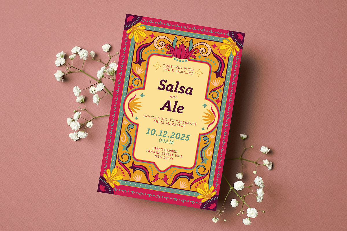 Indian Wedding Invitation, an Invitation Template by Aarley Kaiven