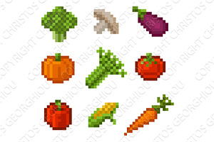 Vegetables Icons Pixel Art Set, an Object Graphic by Christos Georghiou