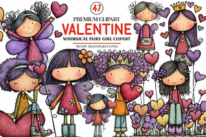 Whimsical Valentine Fairy Girl Clipa, an Illustration by cherrydesign